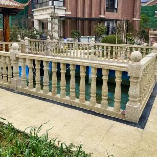 河池黄金麻花岗岩石材栏杆，扶手，将军柱，花瓶柱