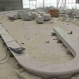 河池 芝麻白花岗岩弧形花坛石，坐凳石