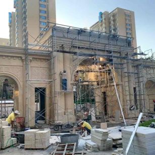 河池 黄金麻荔枝面花岗岩小区门楼外墙干挂