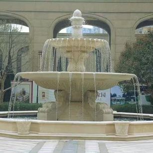 河池 黄金麻花岗岩异型加工——户外庭院石雕流水喷泉