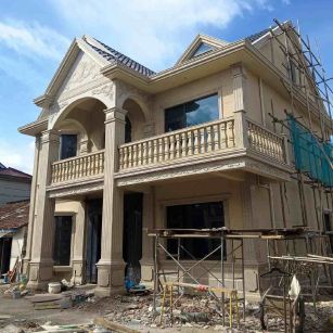 河池 黄金麻花岗岩石材私人别墅雕花门楼柱阳台栏杆