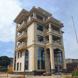 河池 黄金麻花岗岩石材别墅外墙干挂搭配（雕花栏杆花瓶柱门楼罗马柱）