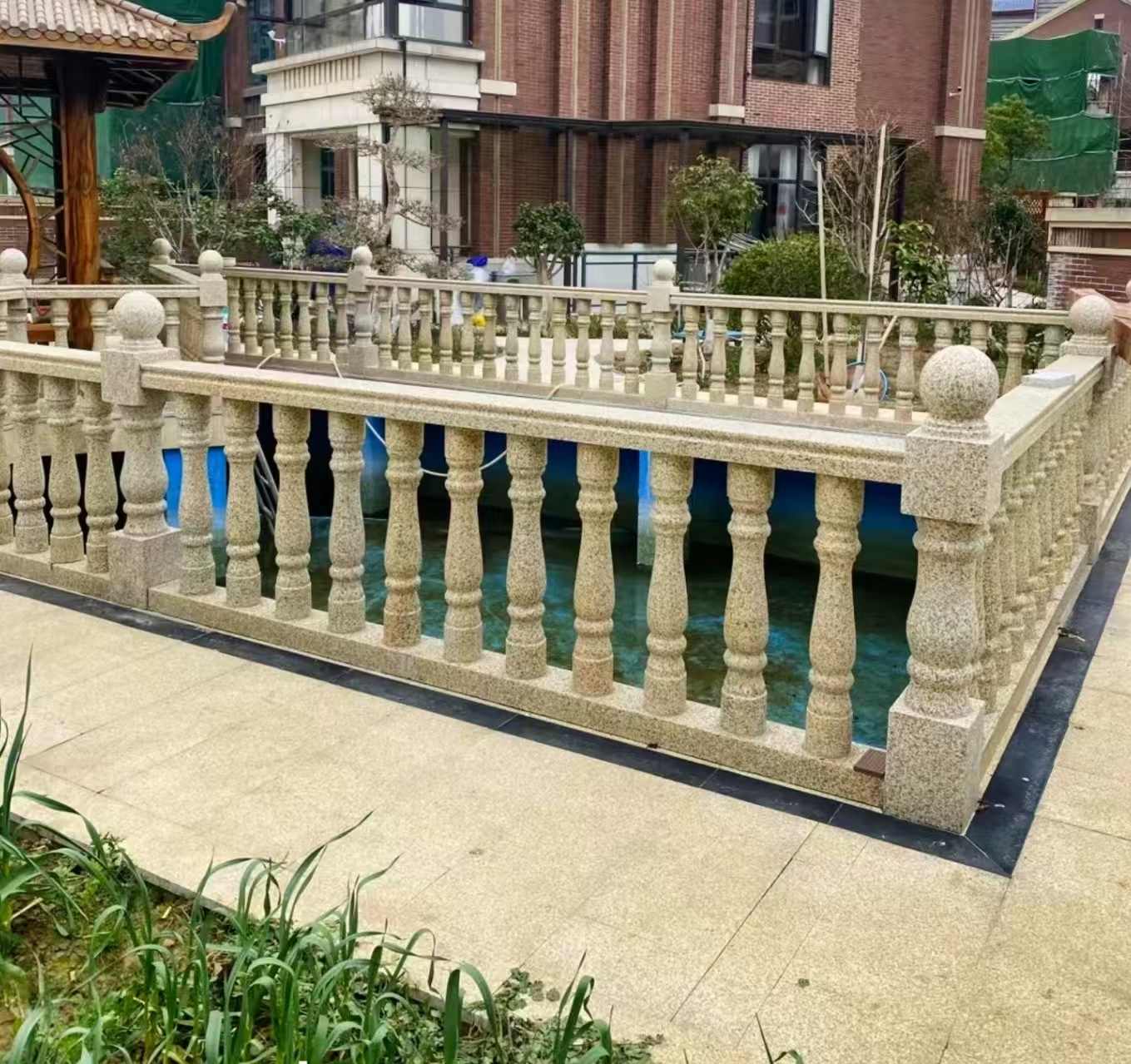 河池黄金麻花岗岩石材栏杆，扶手，将军柱，花瓶柱