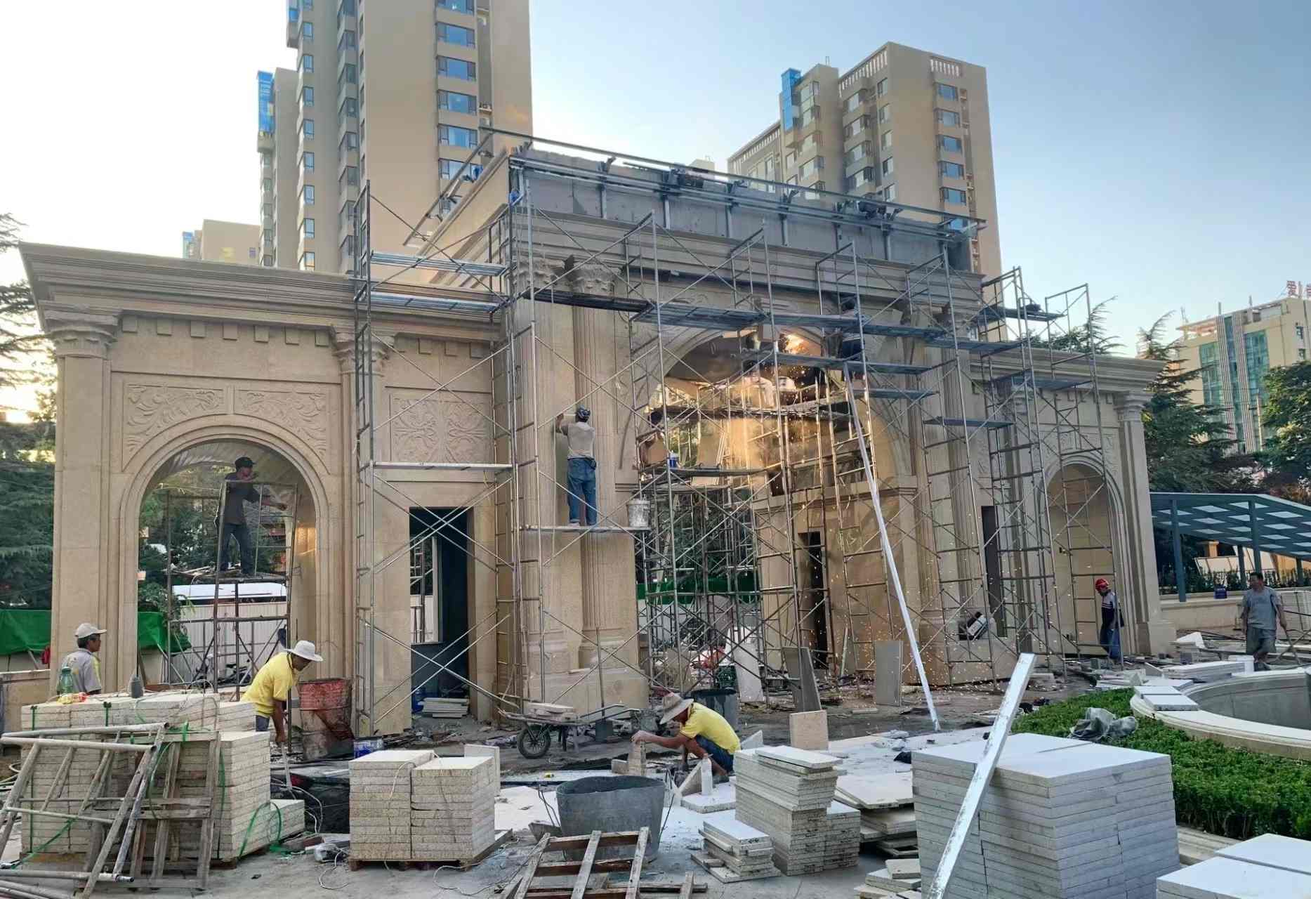 河池 黄金麻荔枝面花岗岩小区门楼外墙干挂