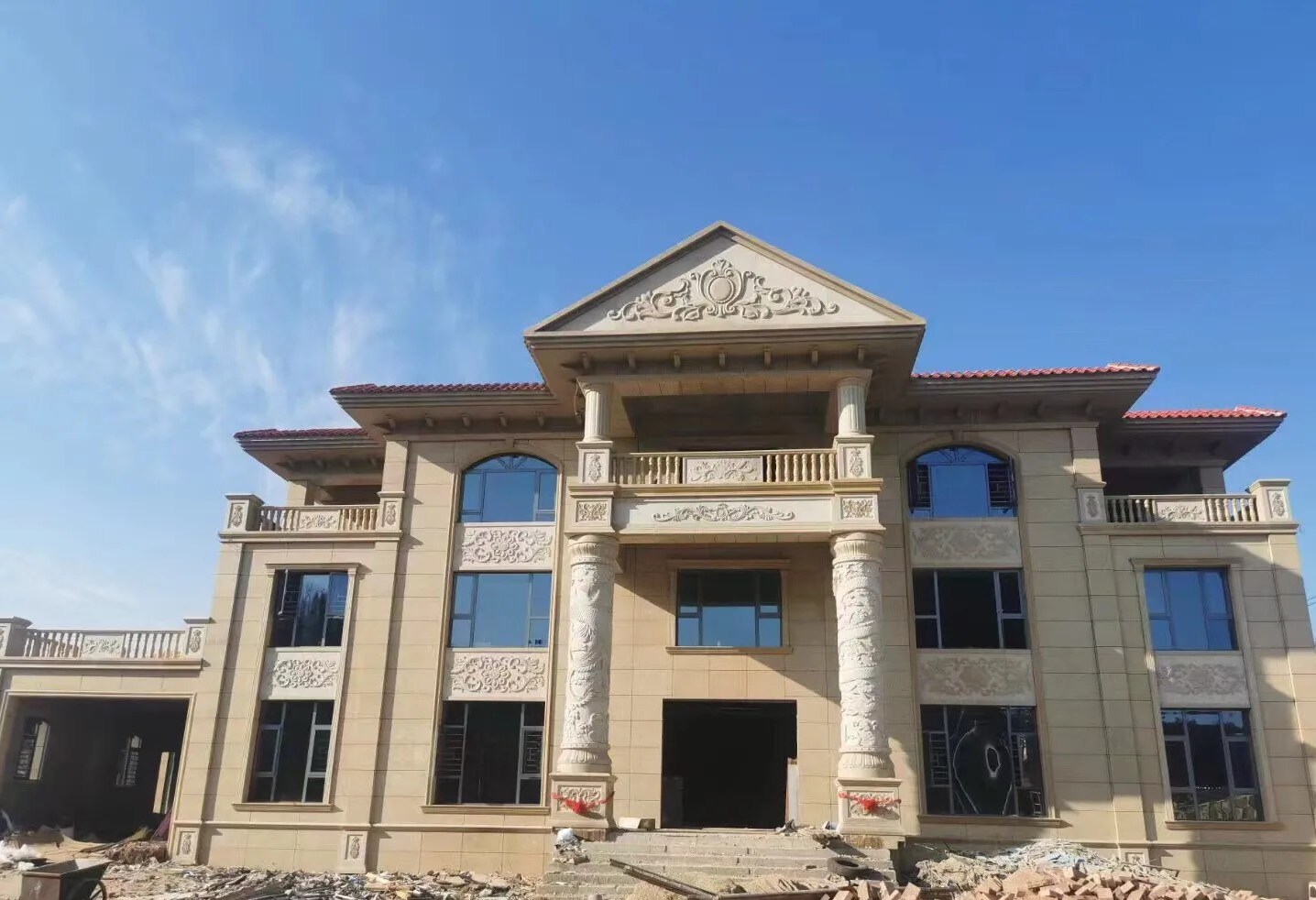 河池 黄金麻花岗岩别墅外墙干挂