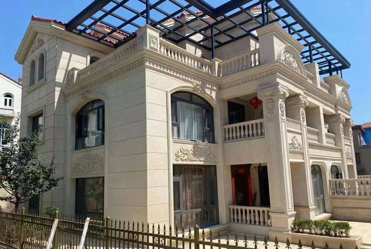 河池 黄金麻花岗岩荔枝面别墅外墙干挂